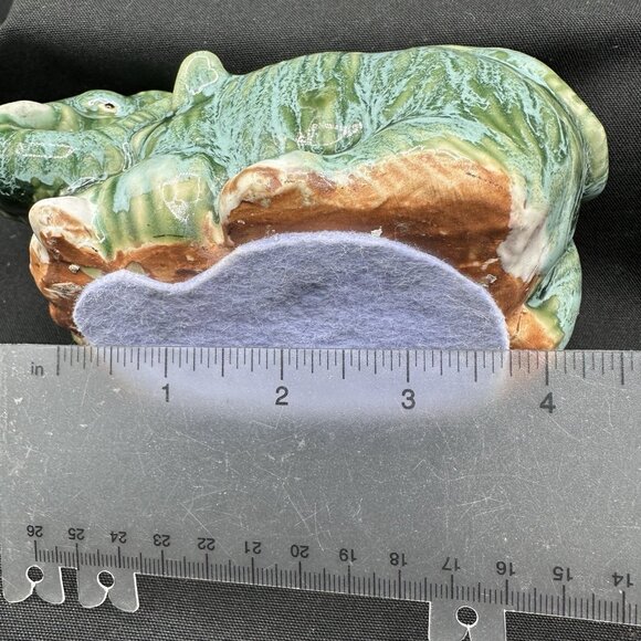 Vintage Green Drip Glaze Elephant Planter Mid Century Ceramic - Picture 10 of 12